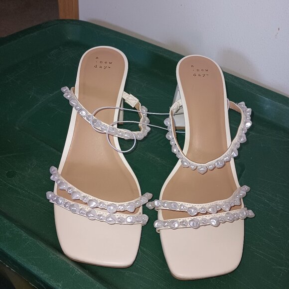 NEW A New Day™  Women's Stacy Mule Heels - Cream 11 - Picture 4 of 8